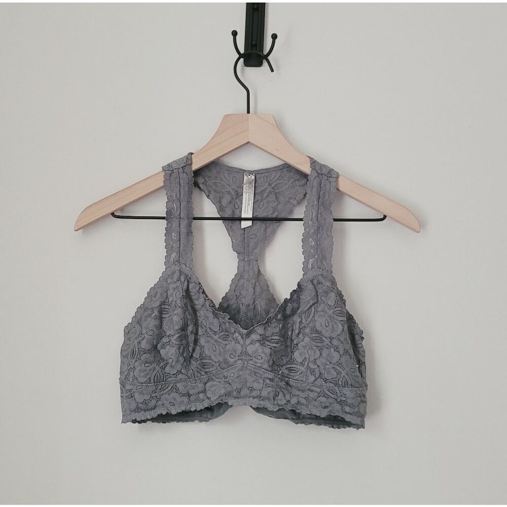 Intimately Free People Lace Bralette in Dark Grey Size Large